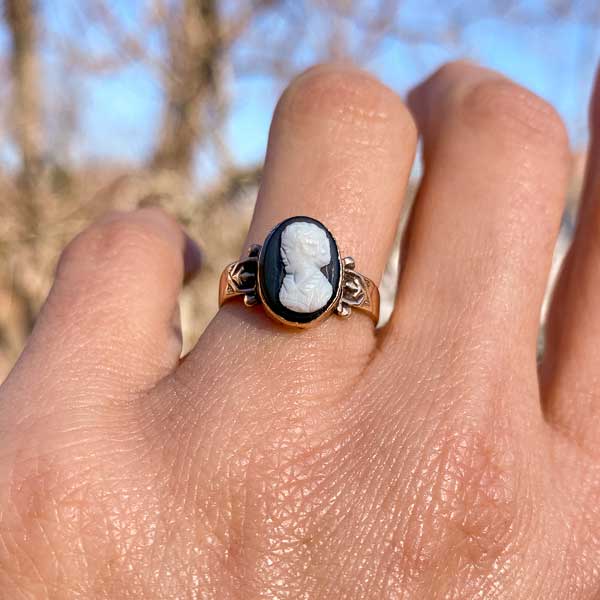 Victorian Hardstone Cameo Ring sold by Doyle and Doyle an antique and vintage jewelry boutique