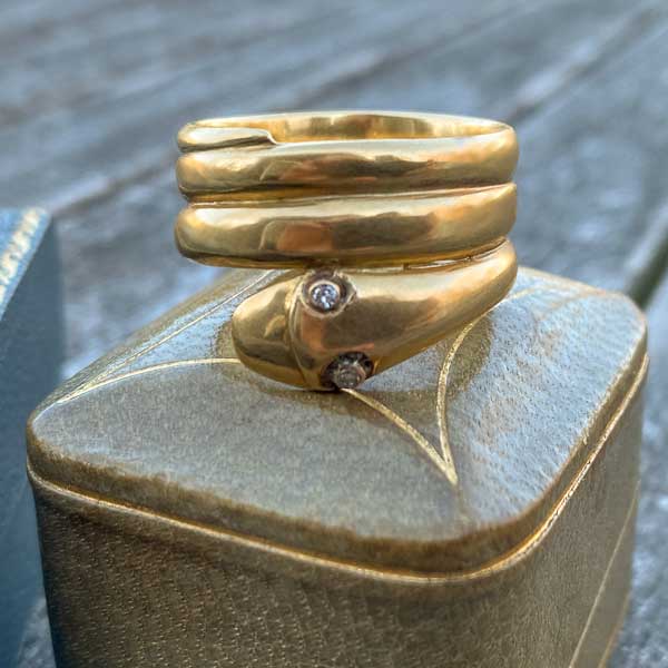 Vintage Diamond Snake Ring sold by Doyle and Doyle an antique and vintage jewelry boutique