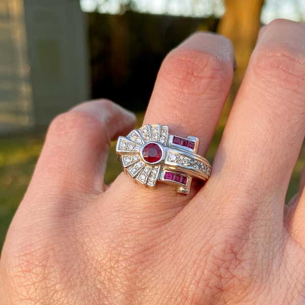 Retro Ruby & Diamond Ring sold by Doyle and Doyle an antique and vintage jewelry boutique
