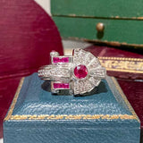Retro Ruby & Diamond Ring sold by Doyle and Doyle an antique and vintage jewelry boutique