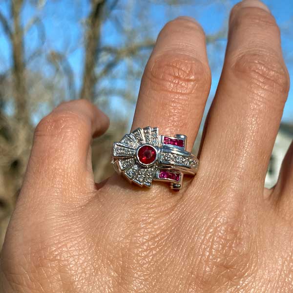 Retro Ruby & Diamond Ring sold by Doyle and Doyle an antique and vintage jewelry boutique