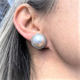 Vintage Pearl & Diamond Clip Earrings sold by Doyle and Doyle an antique and vintage jewelry boutique