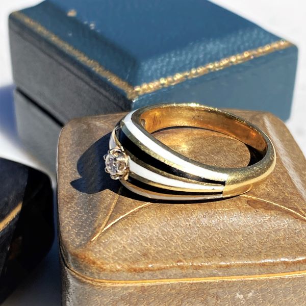 Vintage Solitaire Diamond Ring, RBC 0.06ct. sold by Doyle and Doyle an antique and vintage jewelry boutique