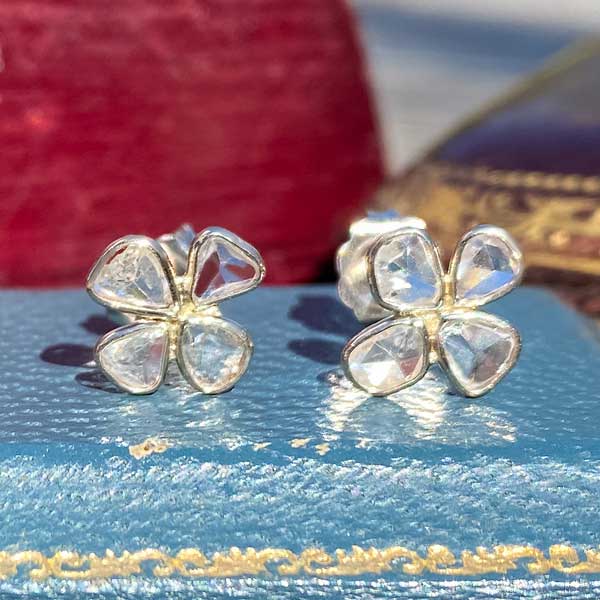 Rose Cut Diamond Earrings sold by Doyle and Doyle an antique and vintage jewelry boutique