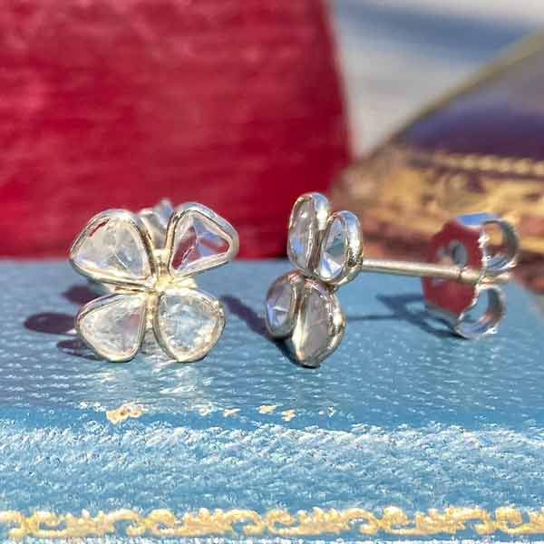 Rose Cut Diamond Earrings sold by Doyle and Doyle an antique and vintage jewelry boutique