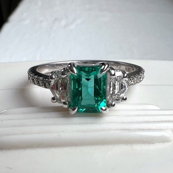Emerald & Diamond Ring, 0.98ct. sold by Doyle and Doyle an antique and vintage jewelry boutique