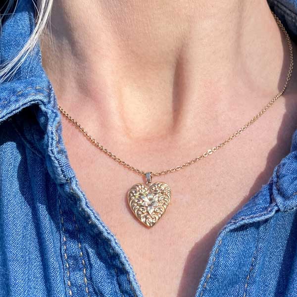 Antique Heart Charm Pendant sold by Doyle and Doyle an antique and vintage jewelry boutique
