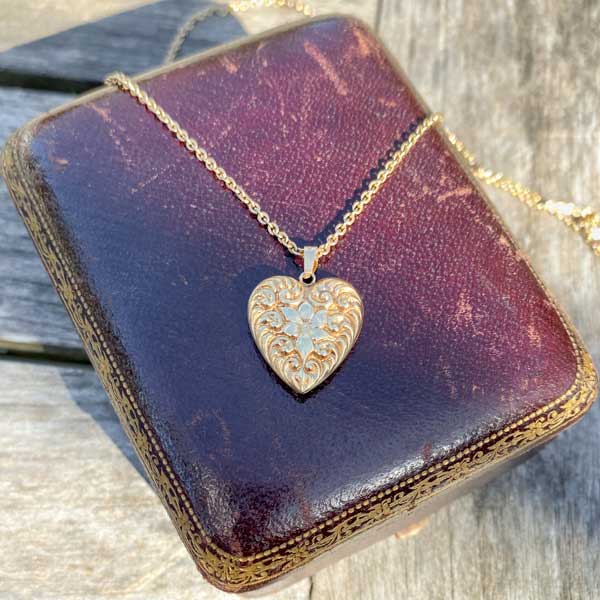 Antique Heart Charm Pendant sold by Doyle and Doyle an antique and vintage jewelry boutique