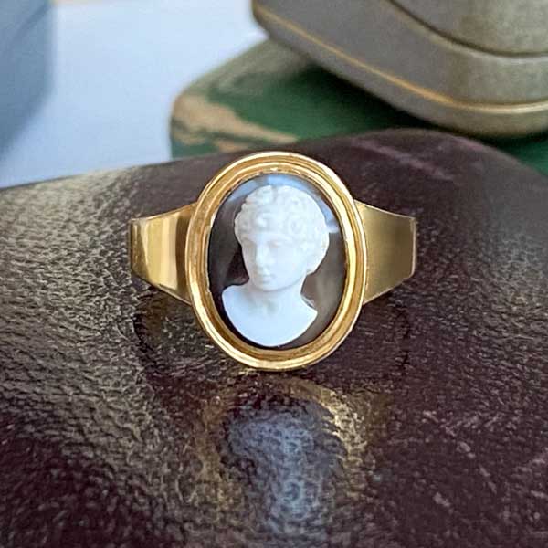 Georgian Hardstone Cameo Ring sold by Doyle and Doyle an antique and vintage jewelry boutique