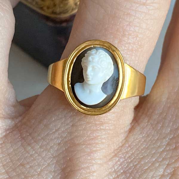 Georgian Hardstone Cameo Ring sold by Doyle and Doyle an antique and vintage jewelry boutique