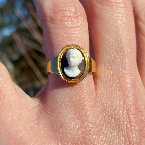 Georgian Hardstone Cameo Ring sold by Doyle and Doyle an antique and vintage jewelry boutique