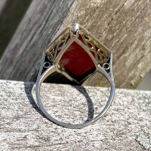 Art Deco Carnelian & Rose Cut Diamond Ring sold by Doyle and Doyle an antique and vintage jewelry boutique