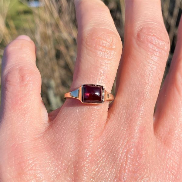 Vintage Sugarloaf Garnet Ringsold by Doyle and Doyle an antique and vintage jewelry boutique