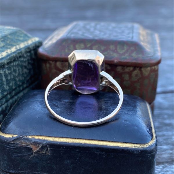 Antique Sugarloaf Amethyst Ring sold by Doyle and Doyle an antique and vintage jewelry boutique