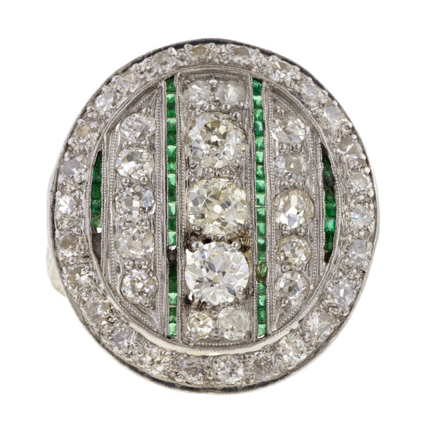 Art Deco Diamond & Emerald Dinner Ring, sold by Doyle & Doyle antique and vintage jewelry boutique