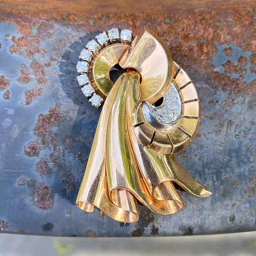 Retro Diamond Pin sold by Doyle and Doyle an antique and vintage jewelry boutique