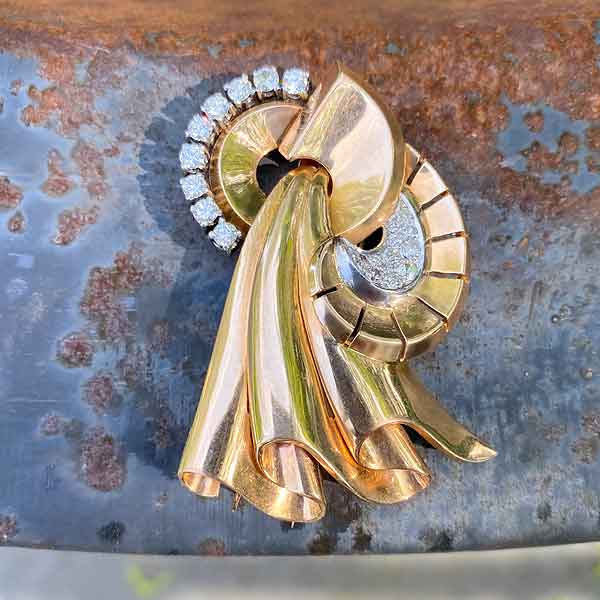 Retro Diamond Pin sold by Doyle and Doyle an antique and vintage jewelry boutique