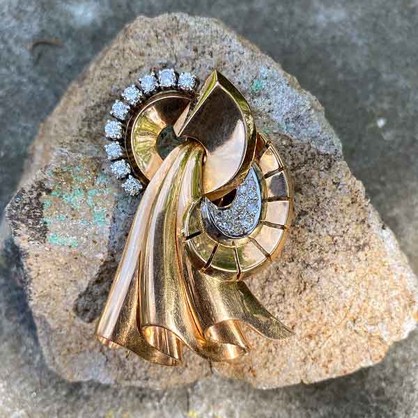 Retro Diamond Pin sold by Doyle and Doyle an antique and vintage jewelry boutique