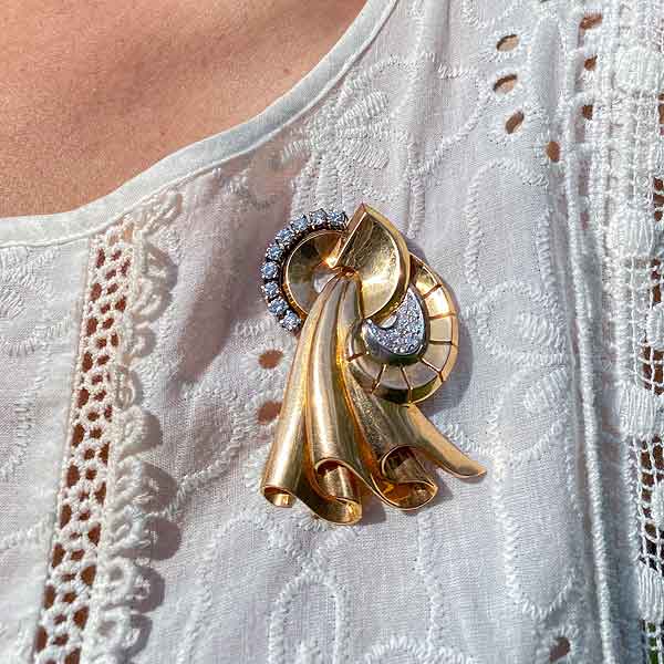 Retro Diamond Pin sold by Doyle and Doyle an antique and vintage jewelry boutique