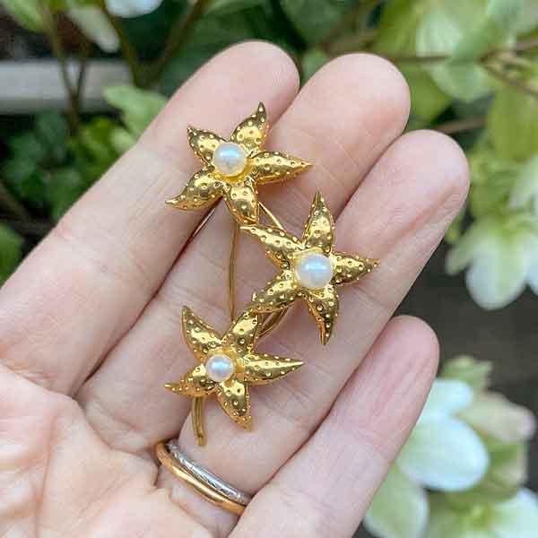 Vintage Tiffany & Co. Flower Brooch sold by Doyle and Doyle an antique and vintage jewelry boutique