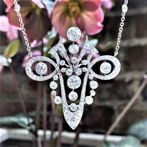 Art Deco Old European Diamond Necklace sold by Doyle and Doyle an antique and vintage jewelry boutique