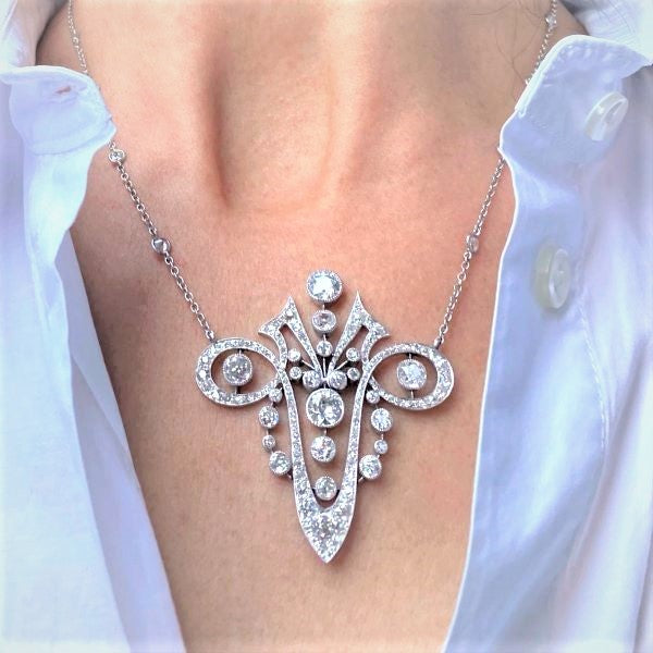 Art Deco Old European Diamond Necklace sold by Doyle and Doyle an antique and vintage jewelry boutique