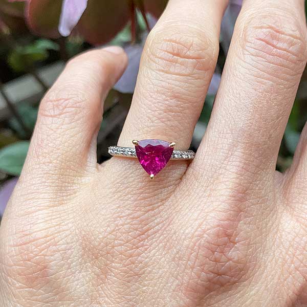 Estate Pink Tourmaline & Diamond Ring sold by Doyle and Doyle an antique and vintage jewelry boutique