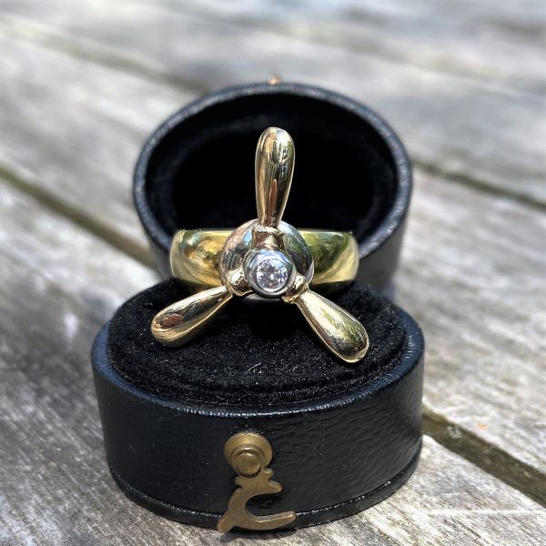 Vintage Propeller Ring sold by Doyle and Doyle an antique and vintage jewelry boutique