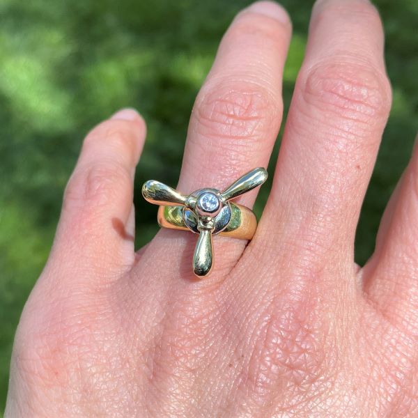 Vintage Propeller Ring sold by Doyle and Doyle an antique and vintage jewelry boutique