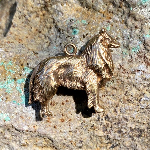 Vintage Collie Dog Charm sold by Doyle and Doyle an antique and vintage jewelry boutique