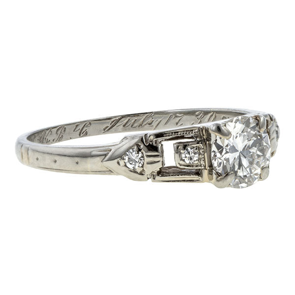 Art Deco Engagement Ring, RBC 0.50ctw. sold by Doyle and Doyle an antique and vintage jewelry boutique