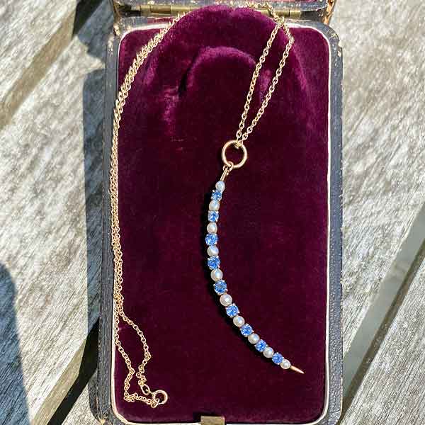 Antique Sapphire & Pearl Necklace sold by Doyle and Doyle an antique and vintage jewelry boutique
