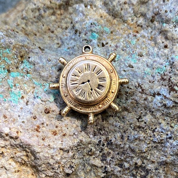 Antique Clock Compass Charm sold by Doyle and Doyle an antique and vintage jewelry boutique
