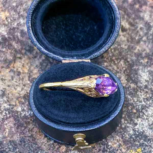 Antique Amethyst Filigree Ring sold by Doyle and Doyle an antique and vintage jewelry boutique