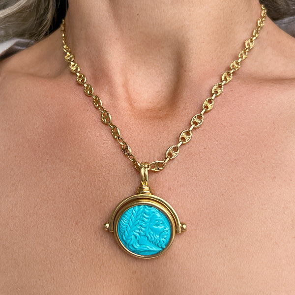 Vintage Turquoise Swivel Pendant sold by Doyle and Doyle an antique and vintage jewelry boutique