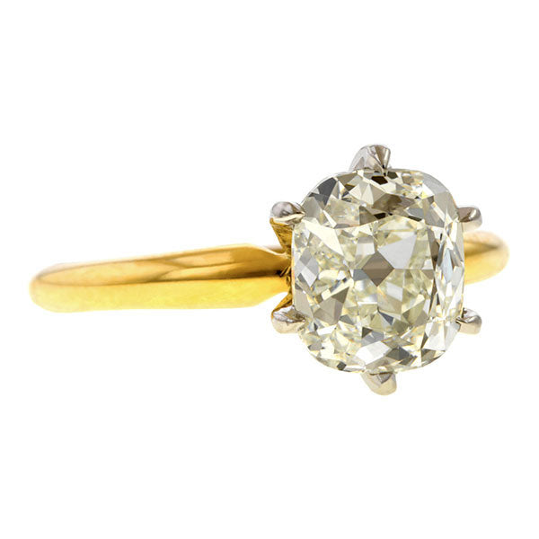 Vintage Solitaire Engagement Ring, Cushion Cut 2.36ct. sold by Doyle and Doyle an antique and vintage jewelry boutique