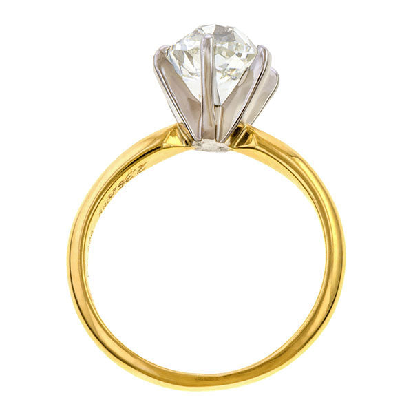 Vintage Solitaire Engagement Ring, Cushion Cut 2.36ct. sold by Doyle and Doyle an antique and vintage jewelry boutique