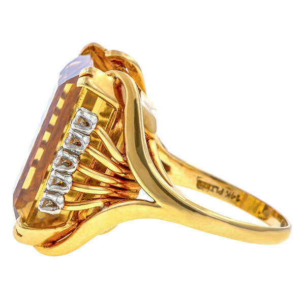 Retro Citrine & Diamond Ring sold by Doyle and Doyle an antique and vintage jewelry boutique