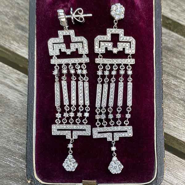 Geometric Diamond Drop Earrings, sold by Doyle & Doyle antique and vintage jewelry boutique