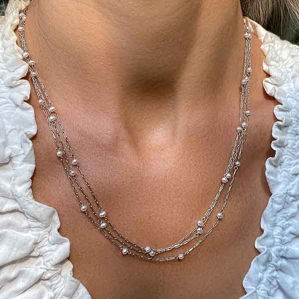 Vintage Pearl Chain Necklace sold by Doyle and Doyle an antique and vintage jewelry boutique