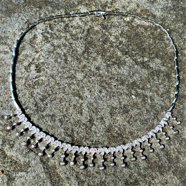 Vintage Diamond Fringe Necklace sold by Doyle and Doyle an antique and vintage jewelry boutique