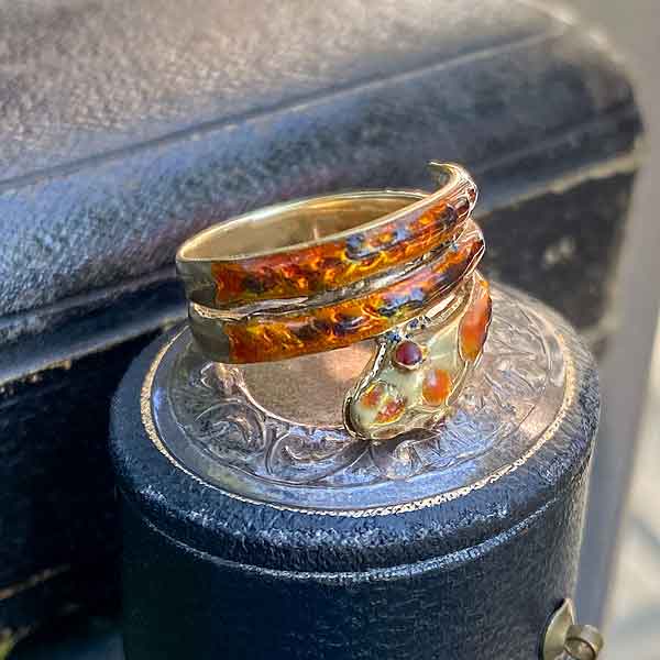 Vintage Enamel Snake Ring sold by Doyle and Doyle an antique and vintage jewelry boutique