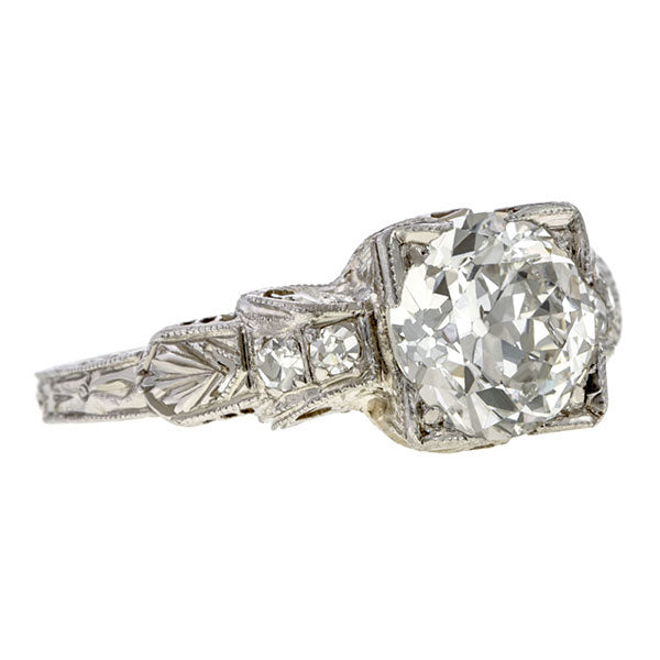 Vintage Diamond Engagement Ring with engraving, sold by Doyle & Doyle antique and vintage jewelry boutique
