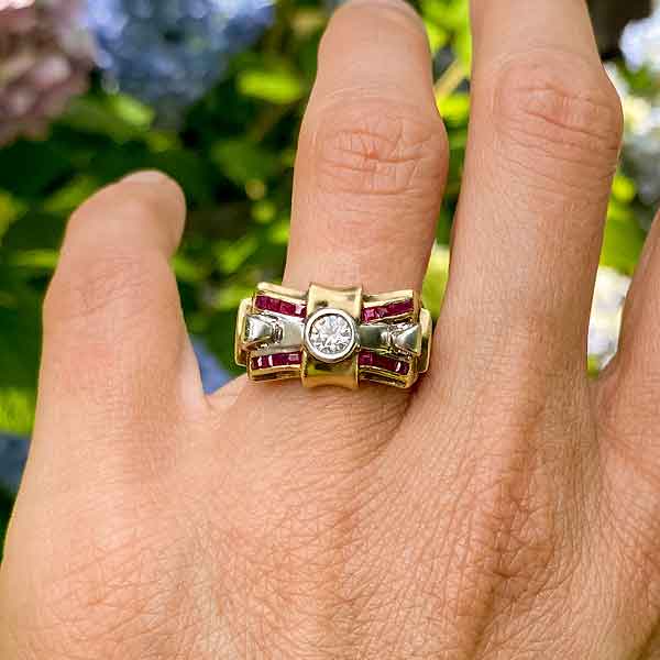 Retro Diamond & Ruby Ring sold by Doyle and Doyle an antique and vintage jewelry boutique