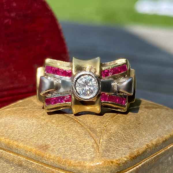 Retro Diamond & Ruby Ring sold by Doyle and Doyle an antique and vintage jewelry boutique