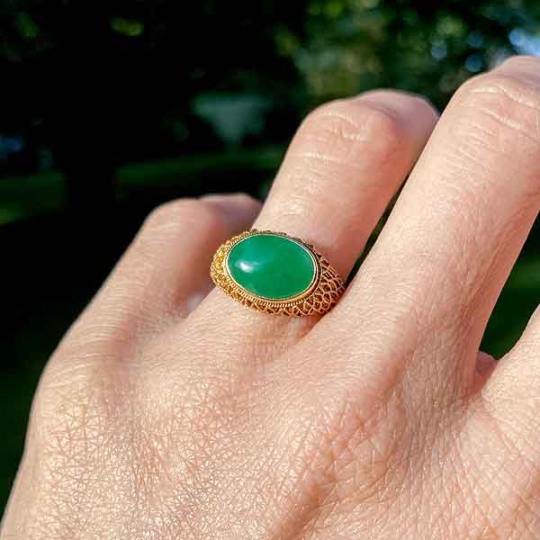 Vintage Jade Wirework Ring sold by Doyle and Doyle an antique and vintage jewelry boutique
