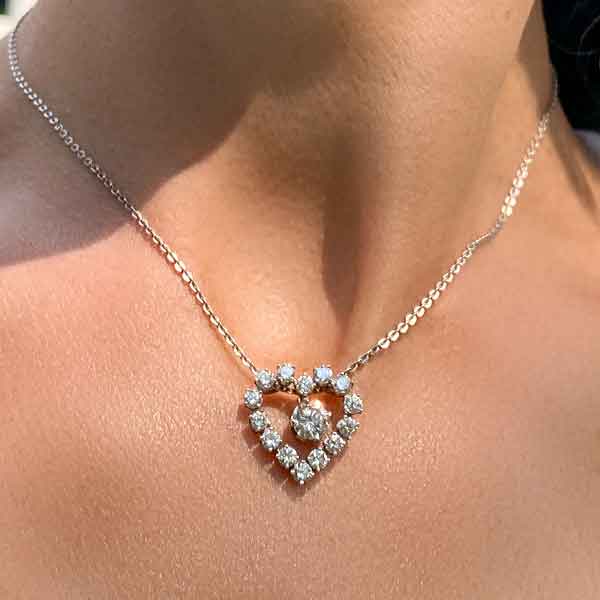 Vintage Diamond Heart Pendant sold by Doyle and Doyle an antique and vintage jewelry boutique