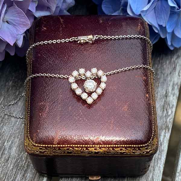 Vintage Diamond Heart Pendant sold by Doyle and Doyle an antique and vintage jewelry boutique