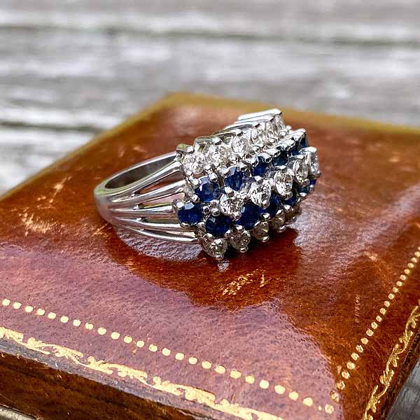 Vintage Diamond & Sapphire Ring sold by Doyle and Doyle an antique and vintage jewelry boutique
