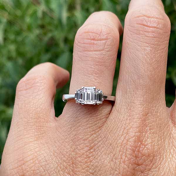 Vintage Engagement Ring, Emerald cut 0.78ct. sold by Doyle and Doyle an antique and vintage jewelry boutique
